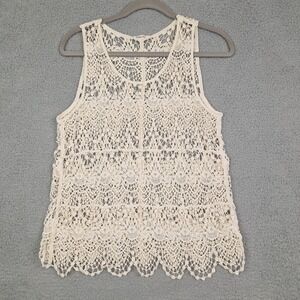Phase One Tank Top Womens Medium Crochet Lace Boho Festival‎ Sleeveless Shirt